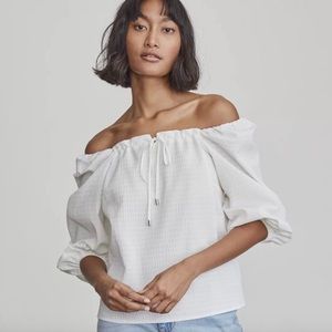 Elizabeth and James White Square Neck Top XLarge